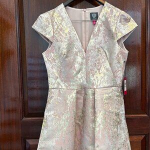 Vince Camuto Women's Jacquard Cap Sleeve Fit and Flare Dress, Size 8